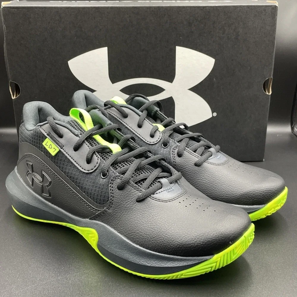 Under Armour Lockdown 7 Shoes Mens Sz 12 Black/Neon‎ Green Sneakers 3028512-006